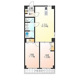 Buds8 2階2LDKの間取り