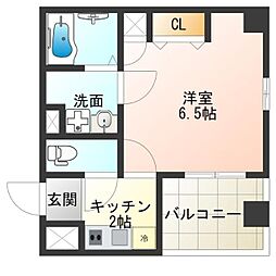 MT・Leon 4階1Kの間取り