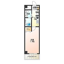 YOSHITOMI　SANNOU 3階1Kの間取り