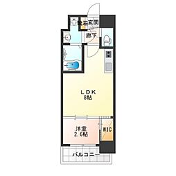 セレニテ夕陽丘エクラ 15階1LDKの間取り