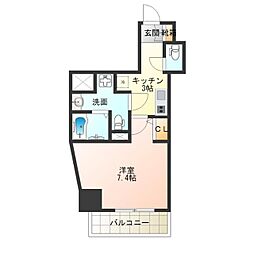 エグゼ阿倍野 10階1Kの間取り