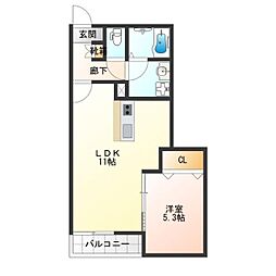 Mew　Style　Apartments 3階1LDKの間取り