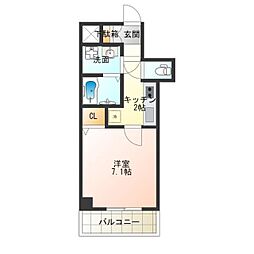 ファステート難波SOUTHベック 4階1Kの間取り