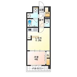 プランドール天王寺SOUTH 1階1LDKの間取り