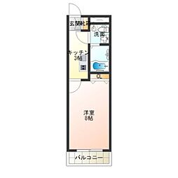 Merry住之江公園 7階1Kの間取り