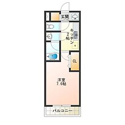 ラフィーネ聖天坂3番館 1Kの間取図画像
