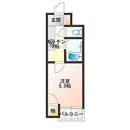 パークライフ住吉 1Kの間取図画像
