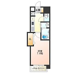 Luxe難波西3 1Kの間取図画像