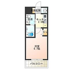 ラクラス阿倍野元町 1Kの間取図画像