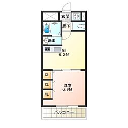 プランドール 1DKの間取図画像