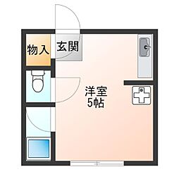 サン・ローズ小林 ワンルームの間取図画像