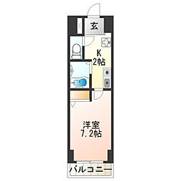 SWISS難波南 1Kの間取図画像