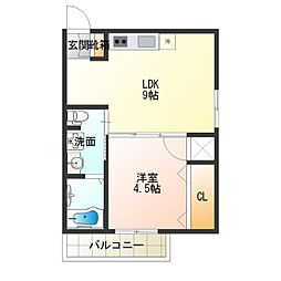 Fメゾン北加賀屋4番館 1LDKの間取図画像