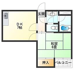 ウイステリア墨江 1DKの間取図画像