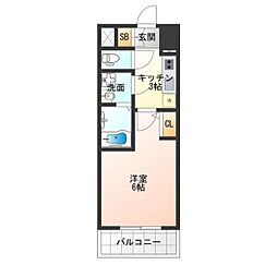 エスリード難波VALORE 1Kの間取図画像