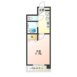 トラスト王子町 1Kの間取図画像