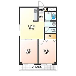 ロワーメゾン岸ノ里 2LDKの間取図画像