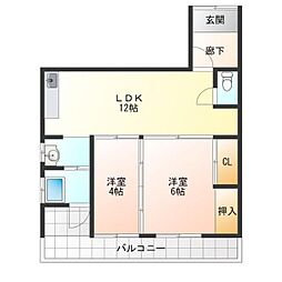 石神マンション 2LDKの間取図画像