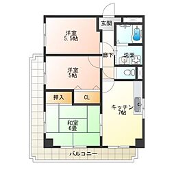 ウイングス21 3DKの間取図画像