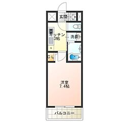 グランディール阪南町3番館 1Kの間取図画像