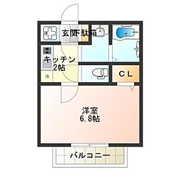 マメゾン阿倍野 1Kの間取図画像