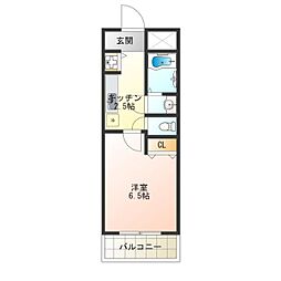 Estrella文の里 1Kの間取図画像