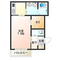 エル・メゾン聖天下 1Kの間取図画像