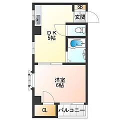 エクセル・花園 1DKの間取図画像