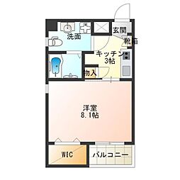 エムズコートタマデ 1Kの間取図画像
