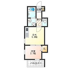 パレーシャルかしま 1DKの間取図画像