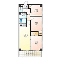 LakiaMaison帝塚山西 3LDKの間取図画像