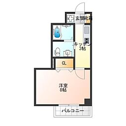 ラ・ヴィラ阿倍野 1Kの間取図画像