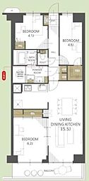 春日部サンハイツ1号棟 3LDKの間取図画像