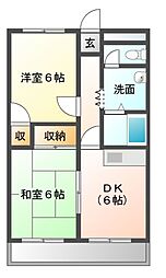 JR常磐線 取手駅 徒歩2分の賃貸マンション 9階2DKの間取り