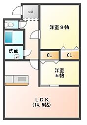 センターポイント 2LDKの間取図画像