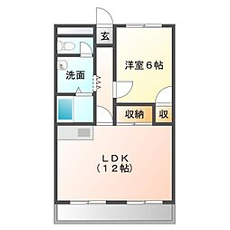 常陽取手第一ビル 1LDKの間取図画像