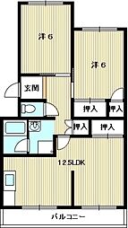 レジデンスナランハ 2LDKの間取図画像