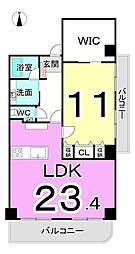 レジーネ大和田 1LDKの間取図画像