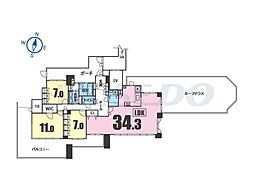 テラス神戸・中山手 3LDKの間取図画像