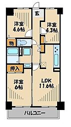 ワイズエメリール-U 3LDKの間取図画像
