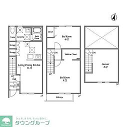 ソレイユ B棟 2LDKの間取図画像
