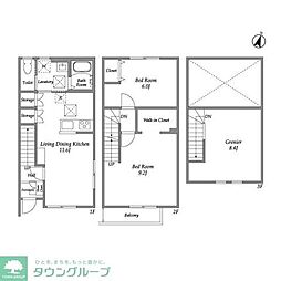 ソレイユ B棟 2LDKの間取図画像
