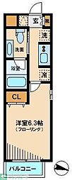 FINELIGHTS氷川台 1Kの間取図画像