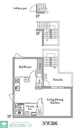 練馬区中村北2丁目マンション 1LDKの間取図画像