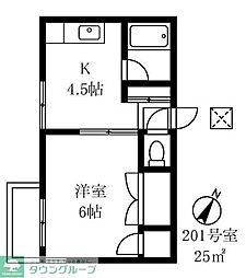 ファミール矢島 1Kの間取図画像