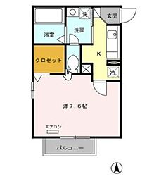 フルール・C 1Kの間取図画像