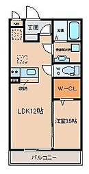 花水木I 1LDKの間取図画像