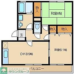 リベラ東久留米 2LDKの間取図画像
