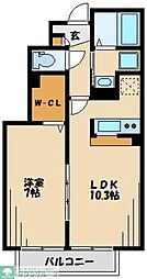 桜ハイツ 1LDKの間取図画像