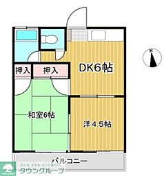 桃江荘 2DKの間取図画像